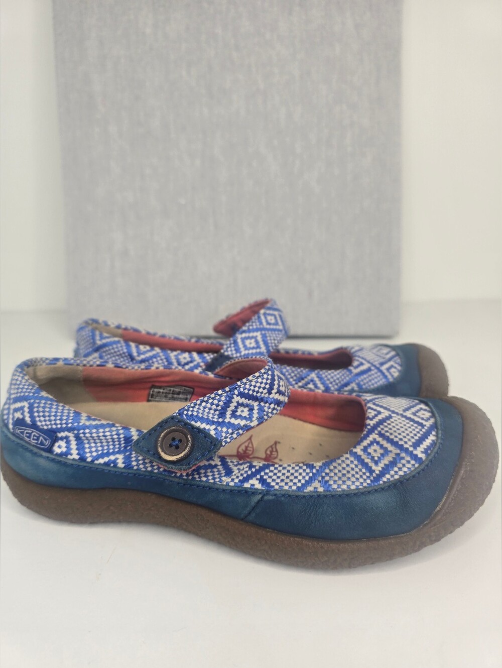 Keen Mary Jane - Blue and white ikat round toe sandal shoes outdoor Size 6.5